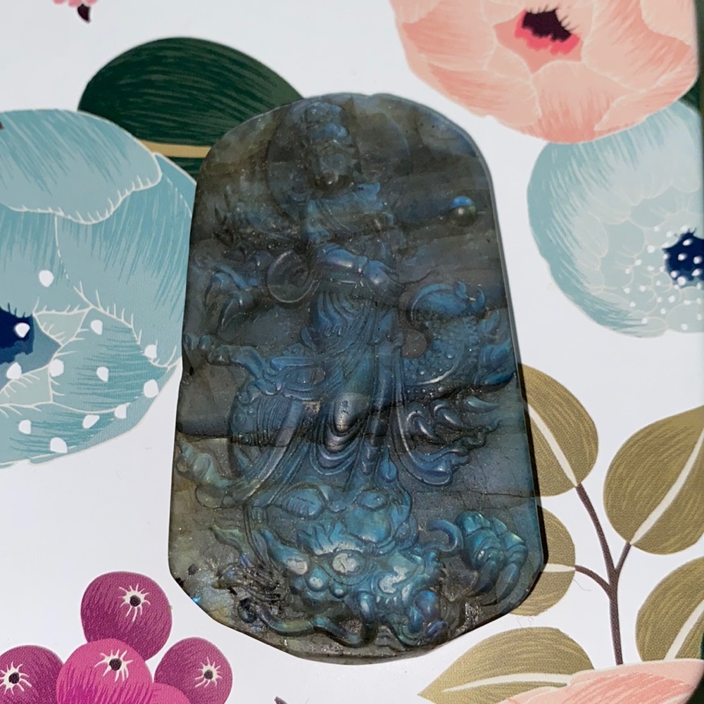 Labradorite hindu carving